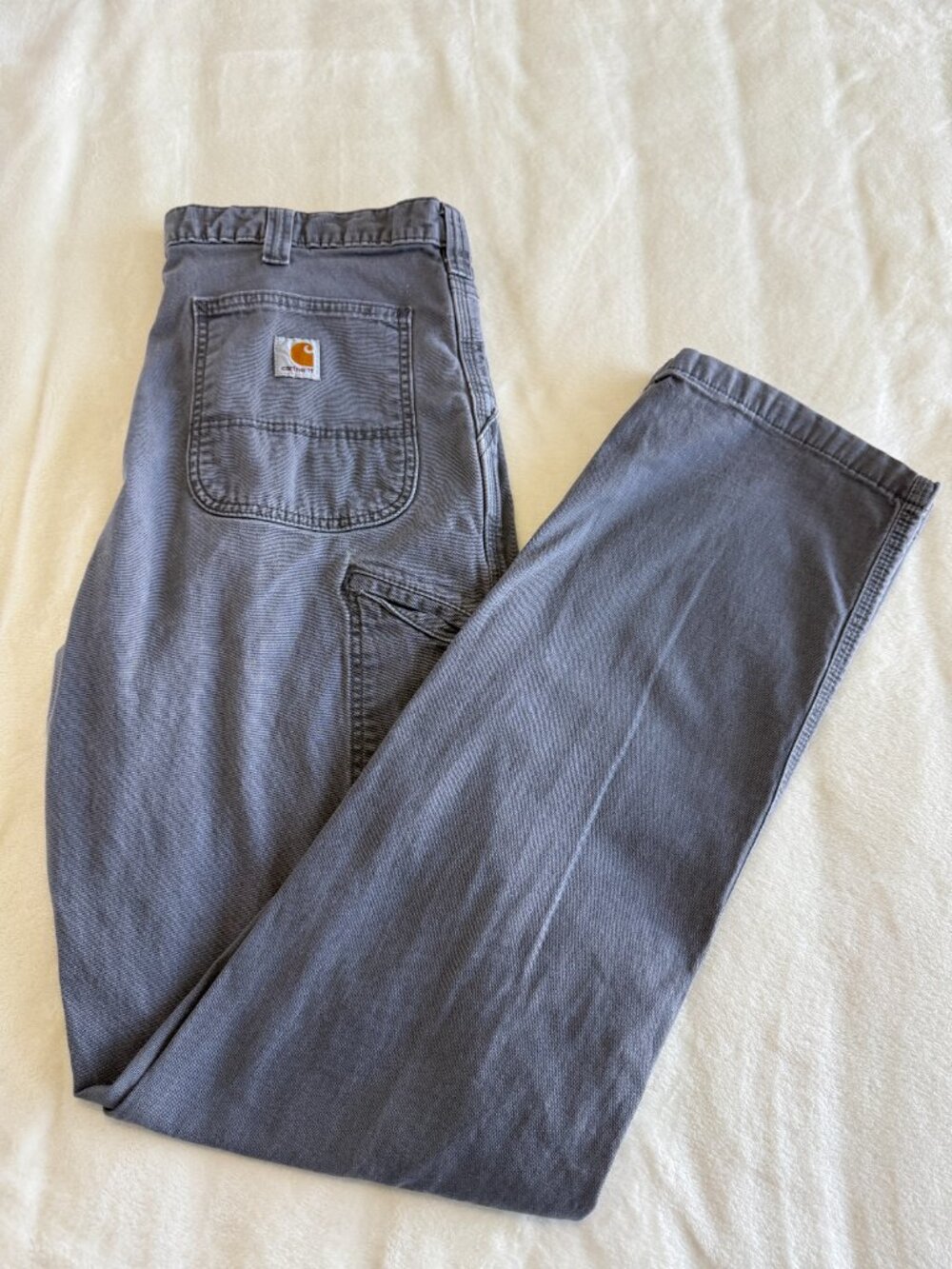Carhartt Relaxed Fit Carpenter Pants Men's 36x36 Gray Canvas Utility Workwear